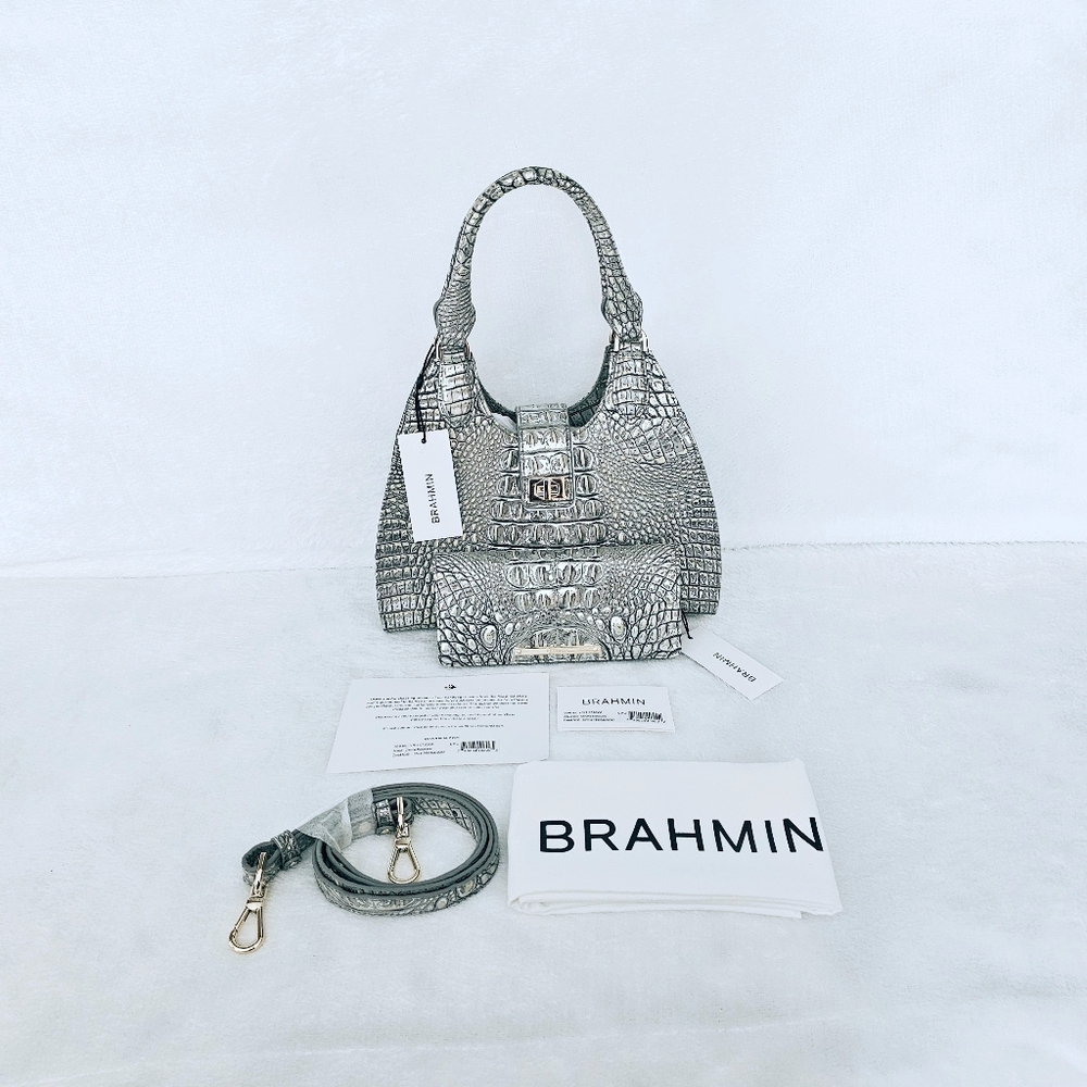 NWT Brahmin CHROME Adrian w/Ady Wallet